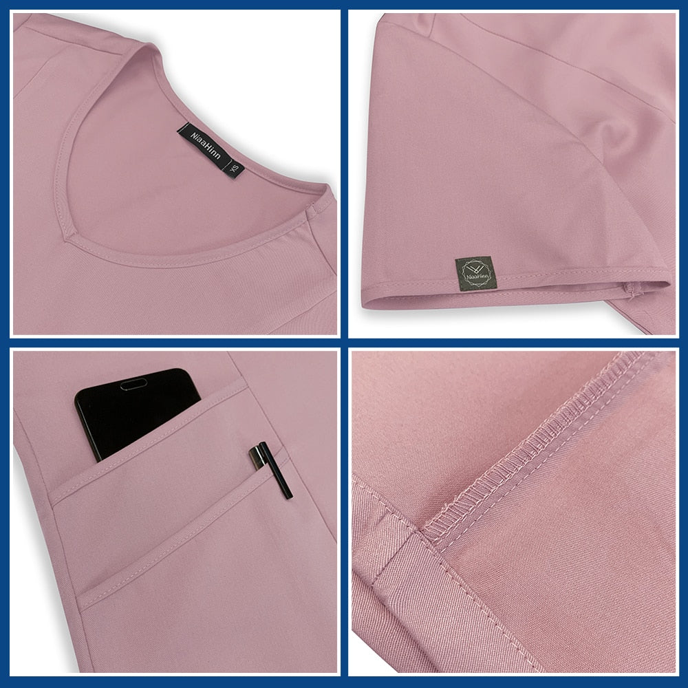 Women's Scrubs Set | Stylish Solid Color Nursing Uniform Jogging Pants | Comfortable Spa Uniform for Pet Hospitals, Doctors, and Dentists