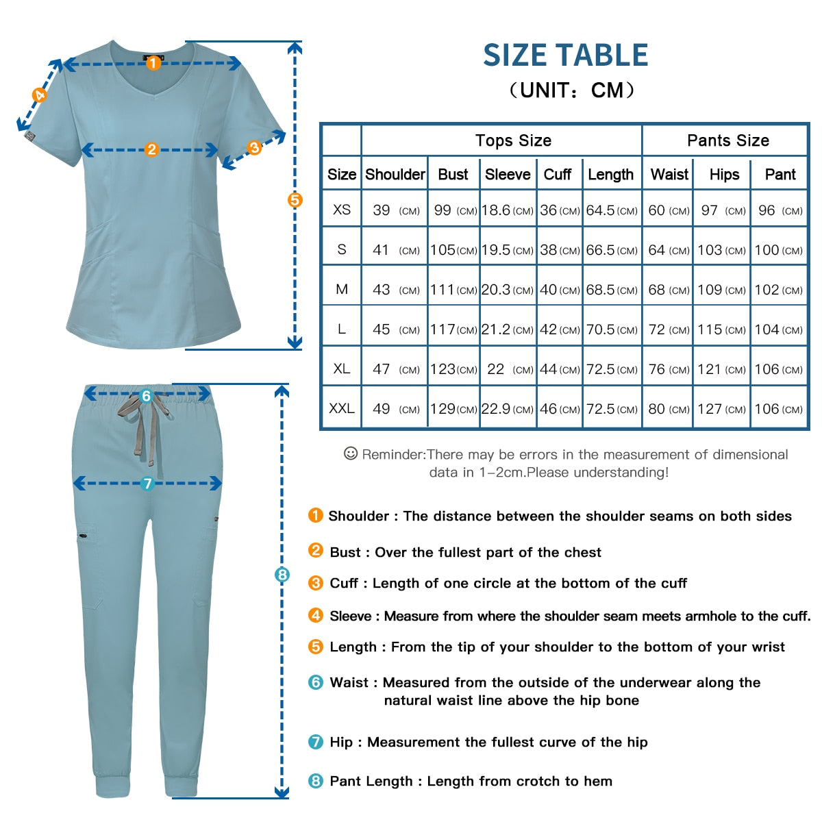 Women's Scrubs Set | Stylish Solid Color Nursing Uniform Jogging Pants | Comfortable Spa Uniform for Pet Hospitals, Doctors, and Dentists