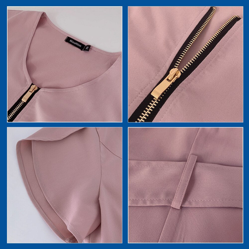 Stylish Nurses Uniform Workwear Scrubs Set | Short-Sleeved Pocket Blouse with Matching Pants | Solid Color | Ideal for Pharmacy, Dentistry, and Medical Workwear