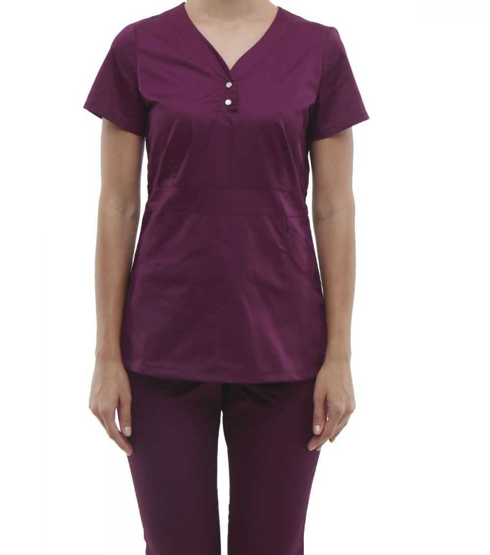 Stylish Medical Suit Uniform Set - Violet, Raspberry, and Electro Blue - Size L