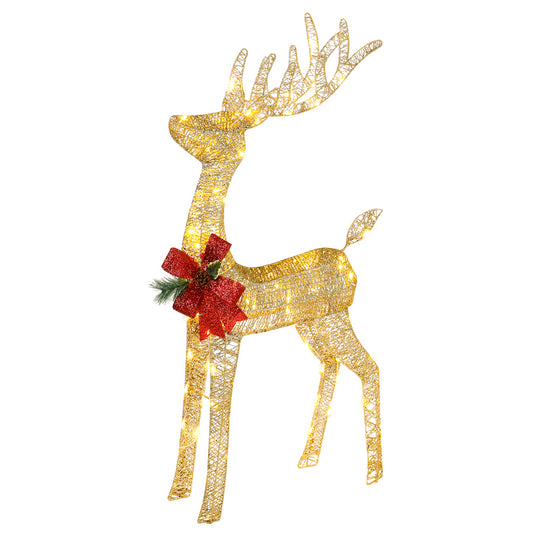 4ft Pre-lit Christmas Reindeer Outdoor Decorations with Santa's Sleigh – Weatherproof