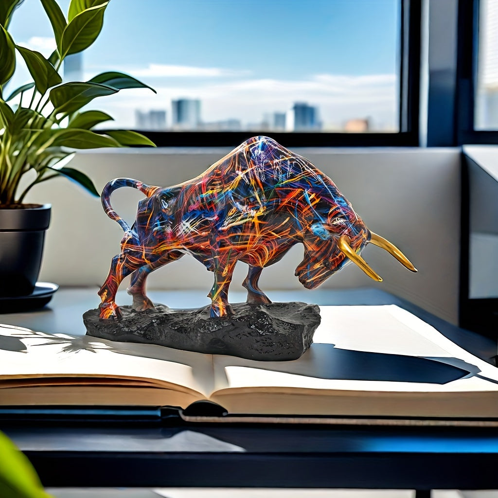 Elegant Bronze Bull Statue – Wall Street-Inspired Resin Art