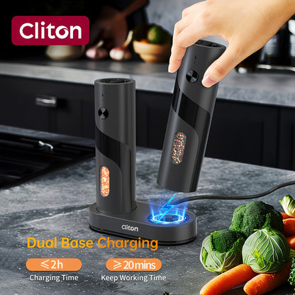 Rechargeable Electric Salt & Pepper Grinder Set with LED Light