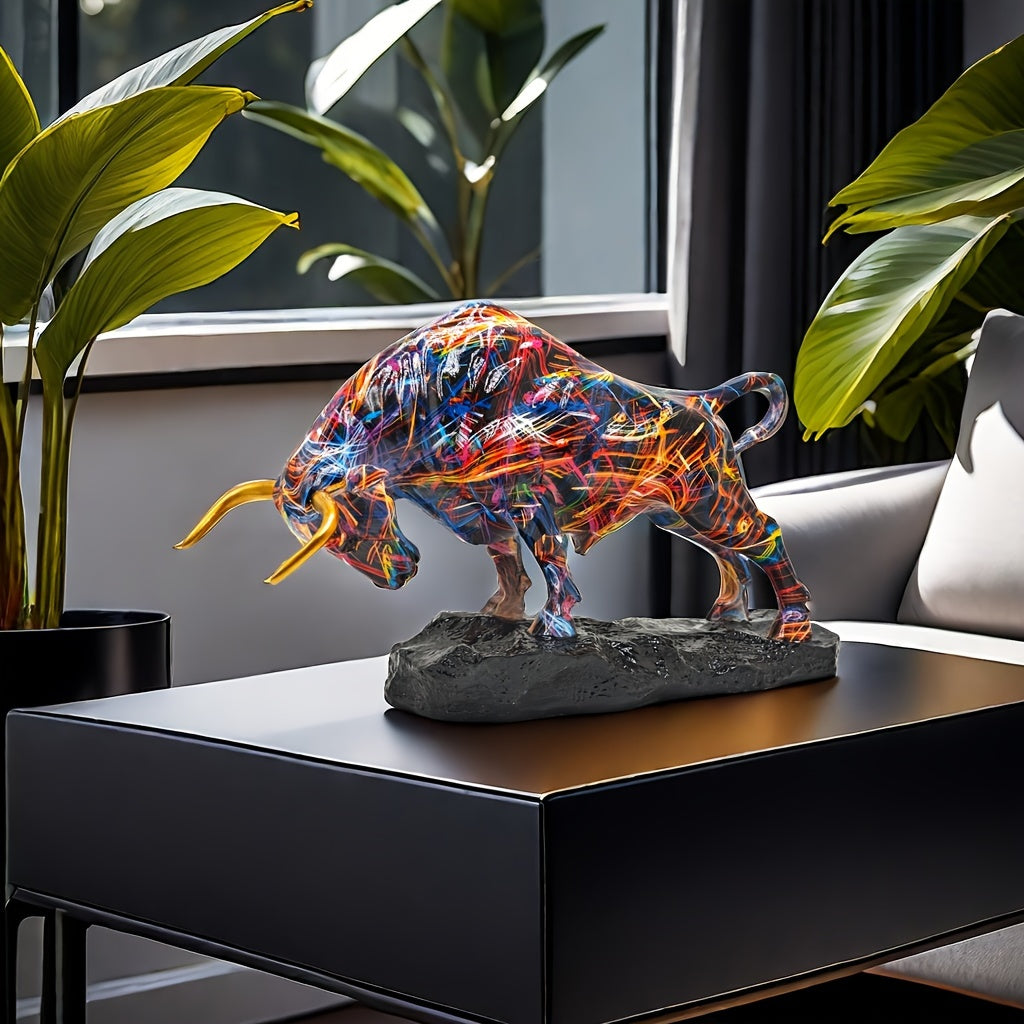 Elegant Bronze Bull Statue – Wall Street-Inspired Resin Art