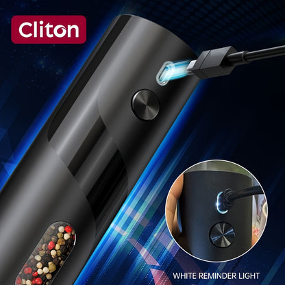 Rechargeable Electric Salt & Pepper Grinder Set with LED Light