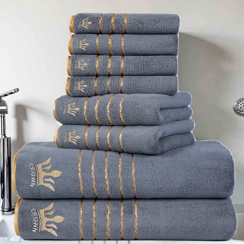 8pcs Coral Microfiber Towel Set – Bath, Hand & Face Towels, Quick-Dry & Absorbent