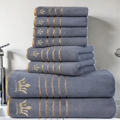 8pcs Coral Microfiber Towel Set – Bath, Hand & Face Towels, Quick-Dry & Absorbent