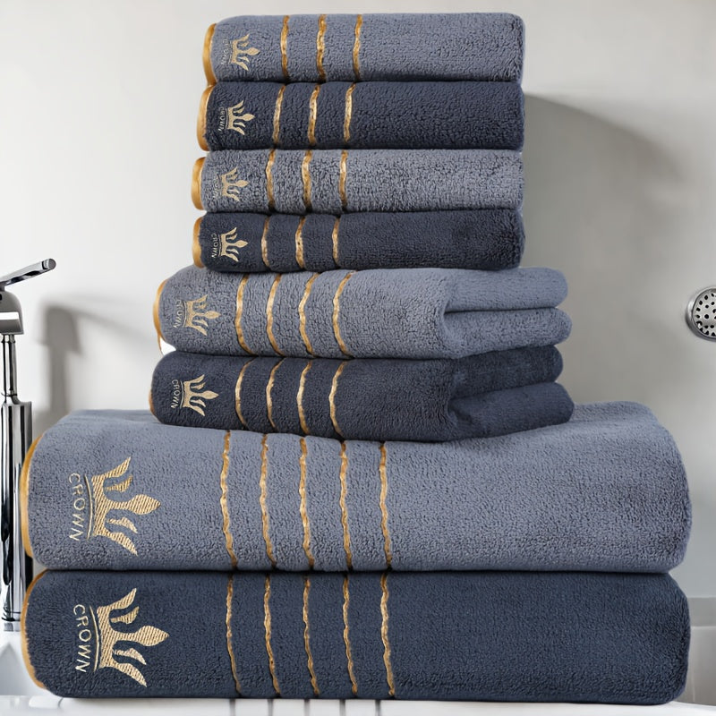 8pcs Coral Microfiber Towel Set – Bath, Hand & Face Towels, Quick-Dry & Absorbent