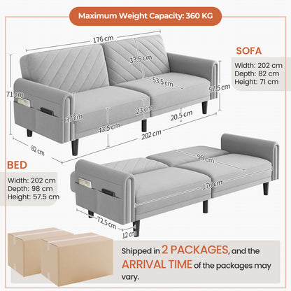 Contemporary Convertible Sofa Bed – 3 Seater Futon for Small Spaces