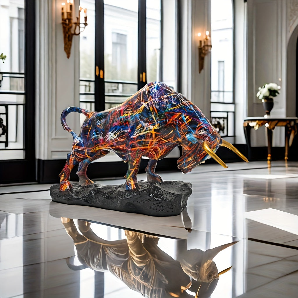 Elegant Bronze Bull Statue – Wall Street-Inspired Resin Art