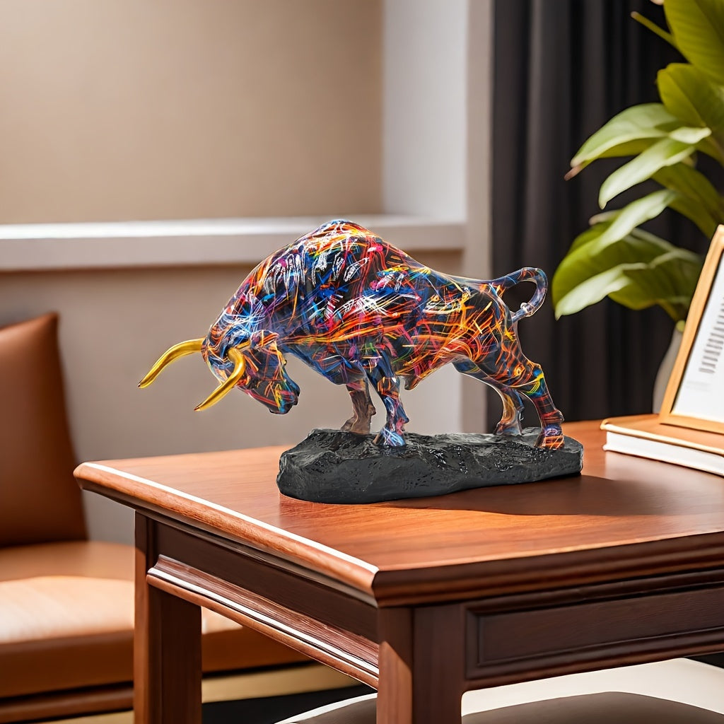 Elegant Bronze Bull Statue – Wall Street-Inspired Resin Art