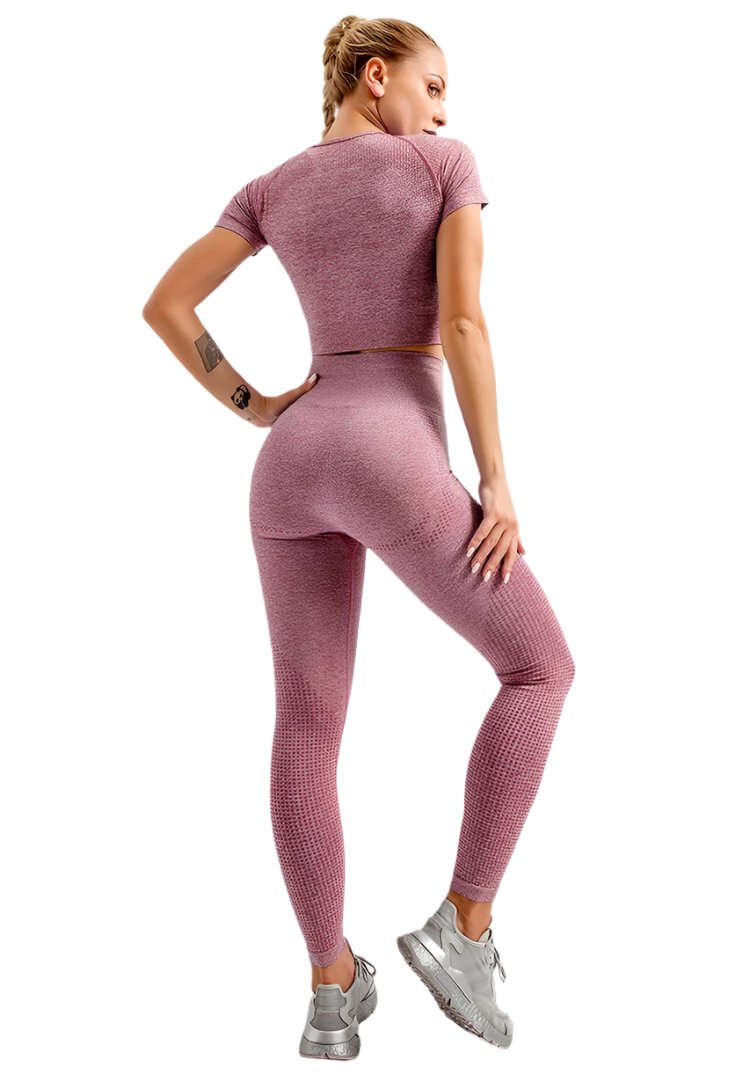 L - Women's 2-Piece Workout Set - Crop Top & Seamless Leggings | Fitness & Yoga Sportswear.