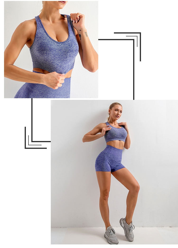 S/M Women's 2-Piece Workout Set - Crop Top & Seamless Leggings | Fitness & Yoga Sportswear.