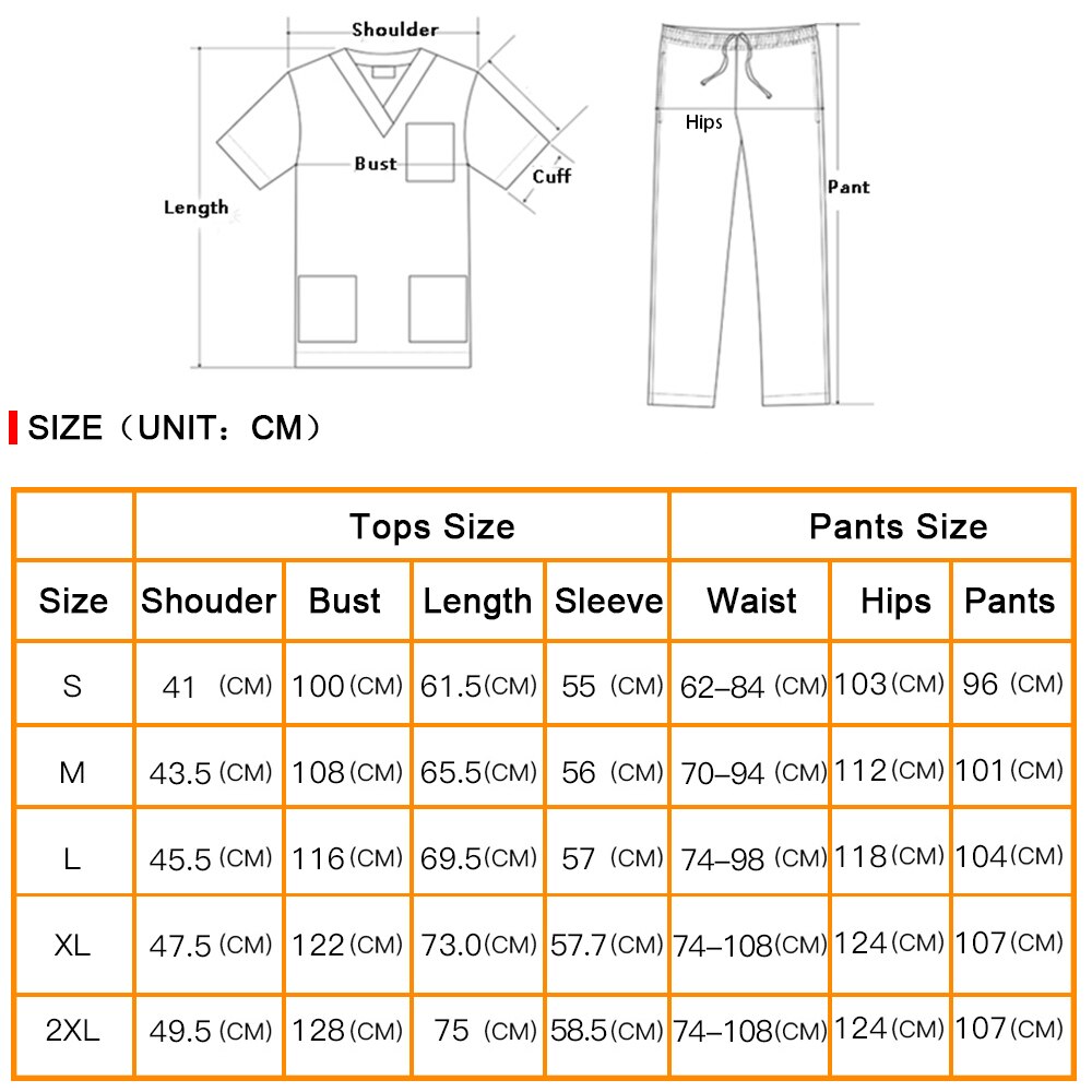 Unisex Scrub Set: V-Neck Top + Pants | Long-Sleeved Doctor Nurse Clothes Overalls