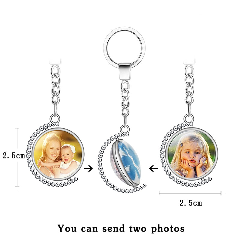 Double-Sided Crystal Keychain - Personalized Jewelry - Custom Photo Gift