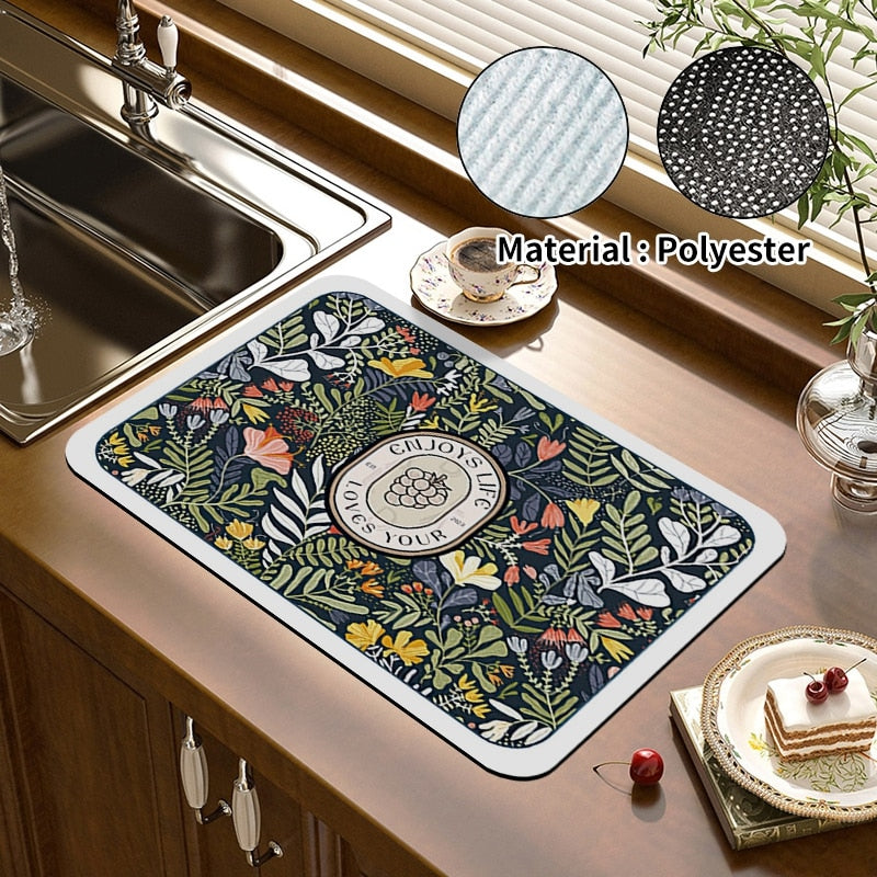 Super Absorbent Dish Drying Mat: Quick Dry & Stylish Kitchen Placemat