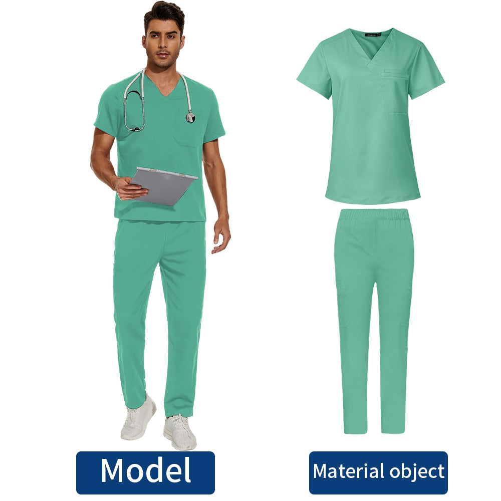 Men's Medical Scrubs Set | V-Neck Fashion Scrub Uniform for Doctors, Nurses | Clinic, Hospital, Lab Overalls