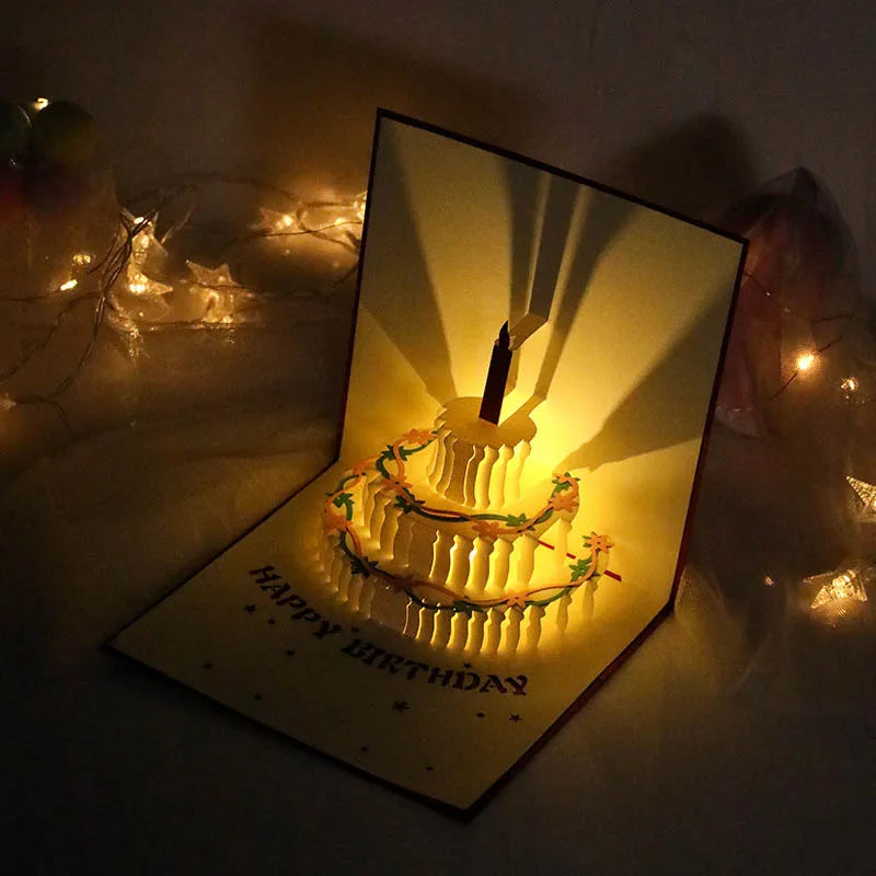 3D Pop Up Birthday Greeting Card with Music & LED Light | Birthday Cake Design - Unique Gifts for Boys & Girls