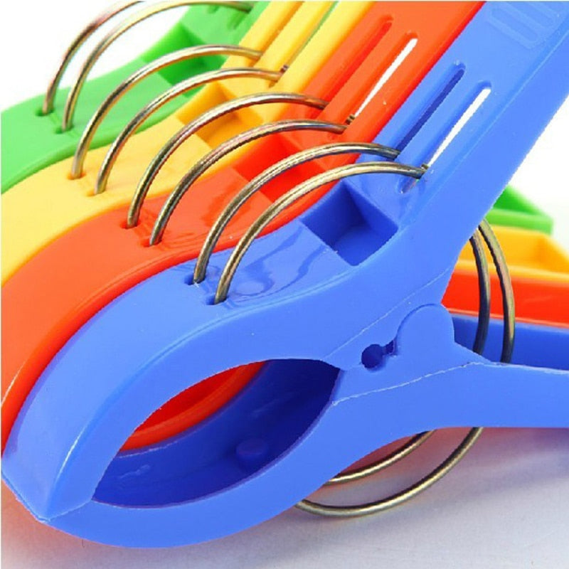 Large Plastic Clothes Clips for Beach Towels - 4/8pcs, Bright Colors, High Quality