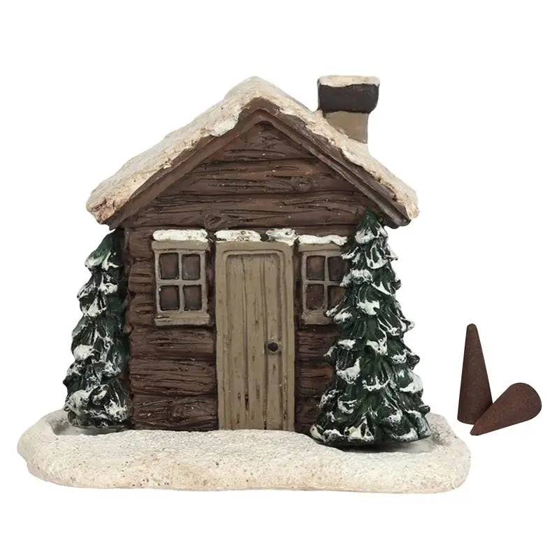 Rustic Log Cabin Christmas Incense Cone Burner | Cozy Holidays & Unique Gifts