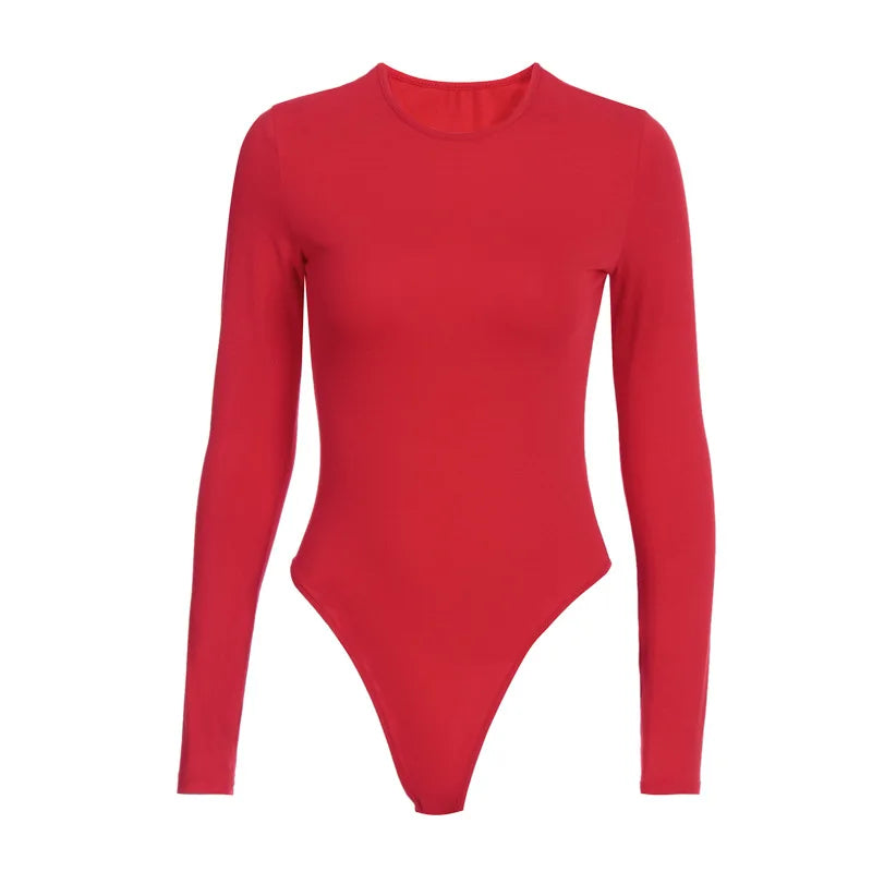 Elegant O-Neck Long Sleeve Bodysuit for Women | Sexy & Versatile Streetwear