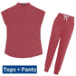 Women's Scrubs Set | Stylish Solid Color Nursing Uniform Jogging Pants | Comfortable Spa Uniform for Pet Hospitals, Doctors, and Dentists