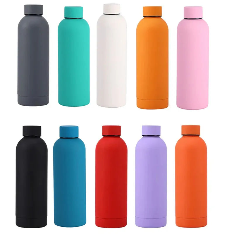 500/750ML Small Mouth Thermos Cup | Outdoor Stainless Steel Water Bottle |Insulated Rubber Paint Finish