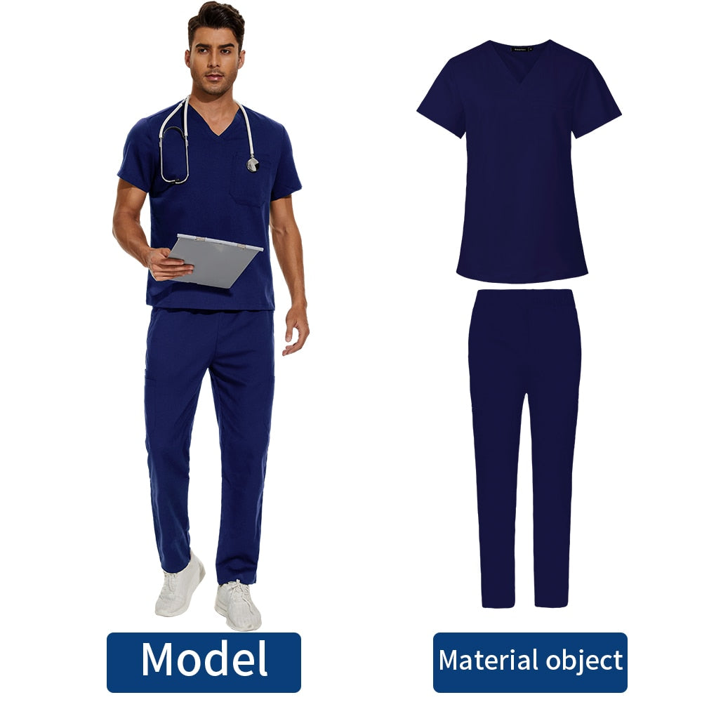 Men's Medical Scrubs Set | V-Neck Fashion Scrub Uniform for Doctors, Nurses | Clinic, Hospital, Lab Overalls