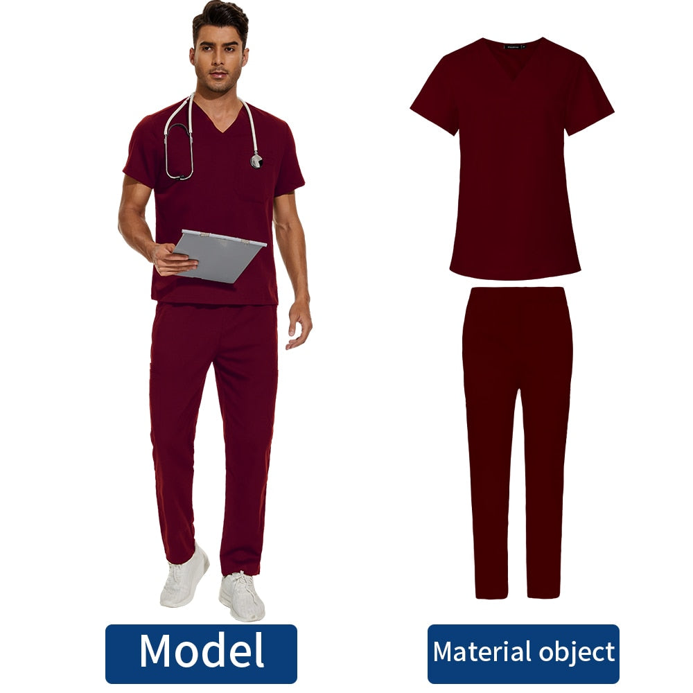 Men's Medical Scrubs Set | V-Neck Fashion Scrub Uniform for Doctors, Nurses | Clinic, Hospital, Lab Overalls