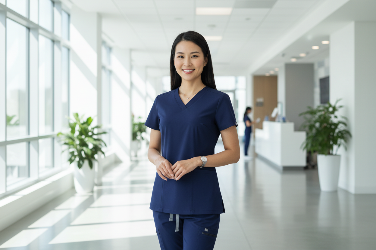 AeroFlex Classic Scrubs Set – Women’s V-Neck Workwear for Long Shifts