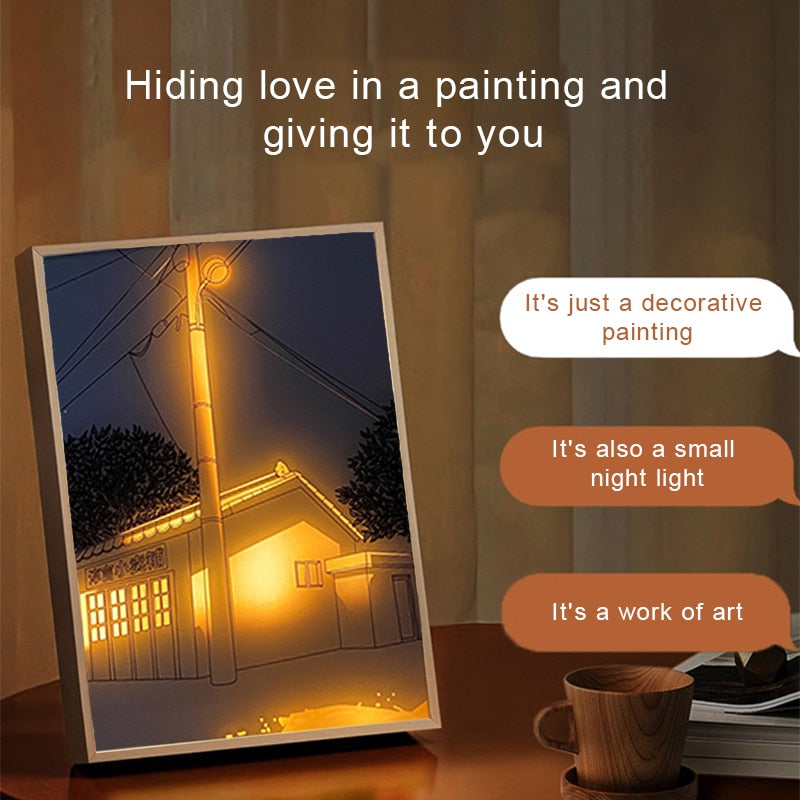 Glowing LED Light Painting: Sunlit Window Artwork Gift