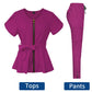 Stylish Nurses Uniform Workwear Scrubs Set | Short-Sleeved Pocket Blouse with Matching Pants | Solid Color | Ideal for Pharmacy, Dentistry, and Medical Workwear