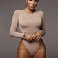 Elegant O-Neck Long Sleeve Bodysuit for Women | Sexy & Versatile Streetwear