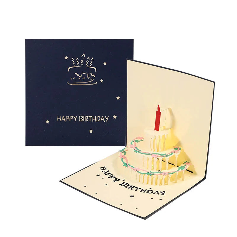 3D Pop Up Birthday Greeting Card with Music & LED Light | Birthday Cake Design - Unique Gifts for Boys & Girls