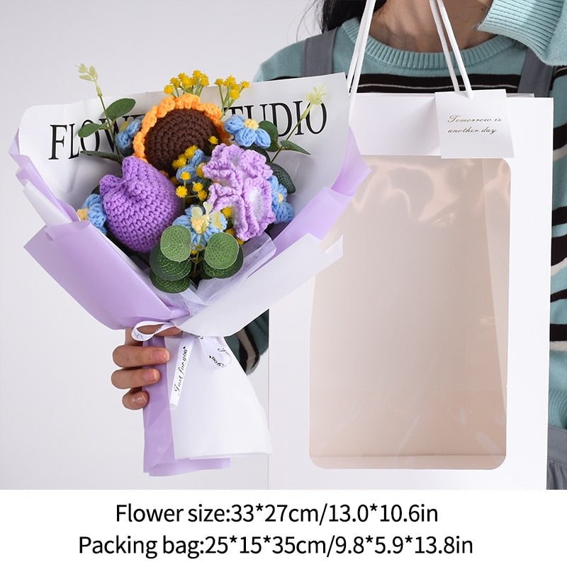 Creative Knitted Flower Bouquet - Handcrafted Crochet Flowers for Memorable Gifts