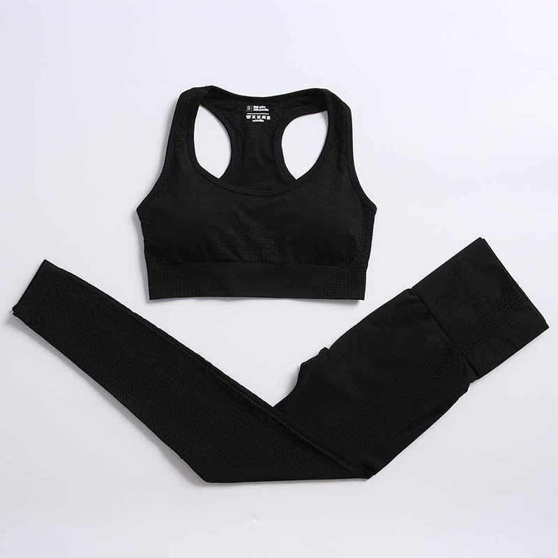 L - Women's 2-Piece Workout Set - Crop Top & Seamless Leggings | Fitness & Yoga Sportswear.