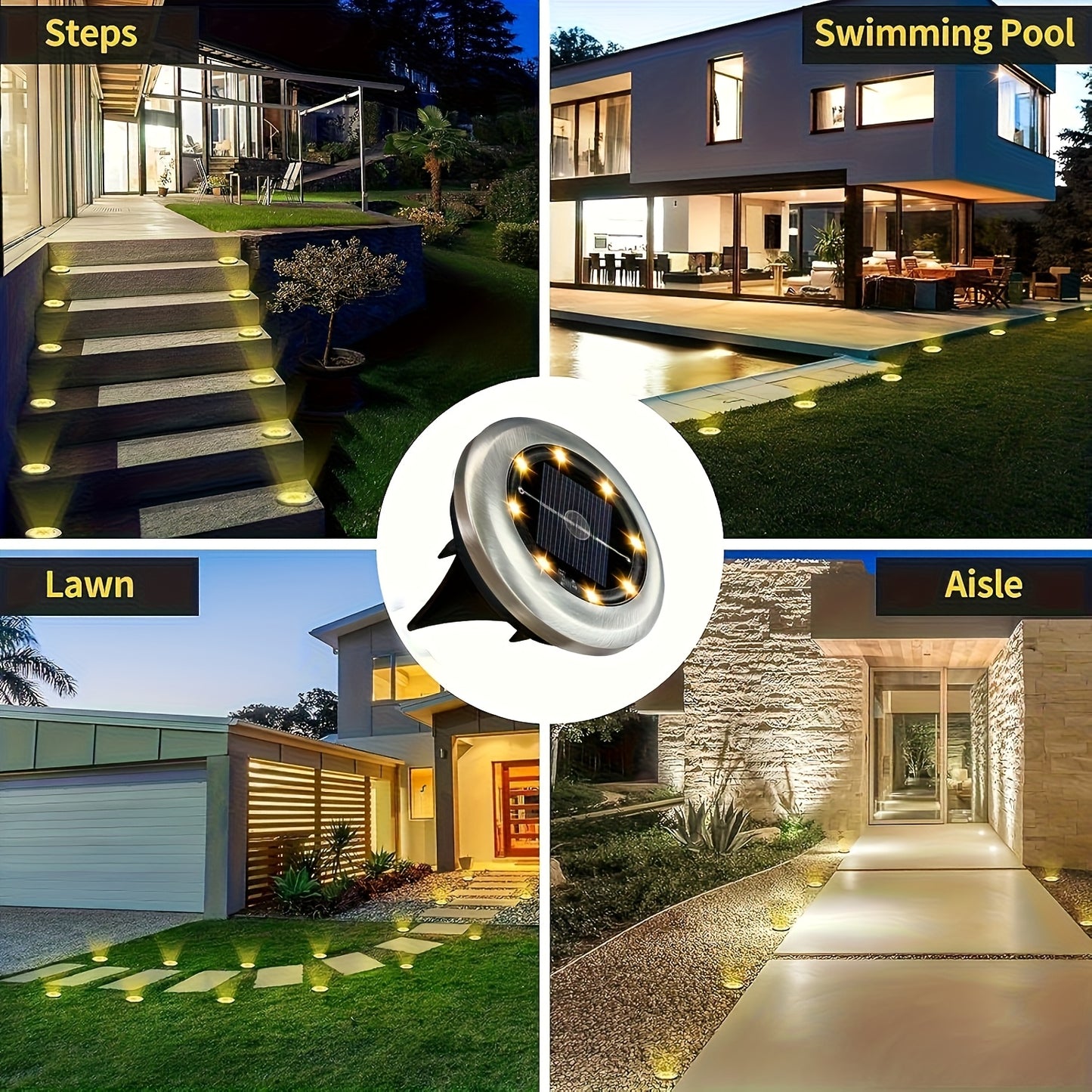 Solar Ground Spotlights (4/8/12 Pack) – Stainless Steel LED Garden Lights