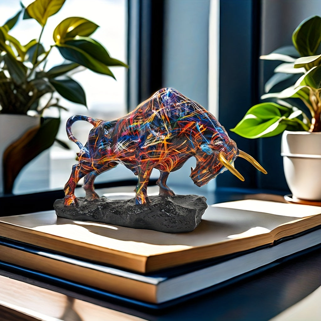 Elegant Bronze Bull Statue – Wall Street-Inspired Resin Art