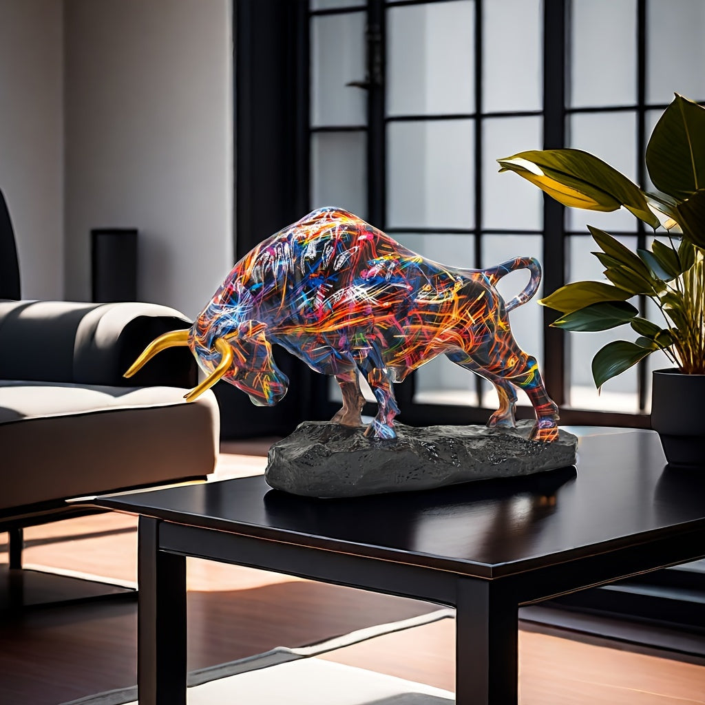 Elegant Bronze Bull Statue – Wall Street-Inspired Resin Art