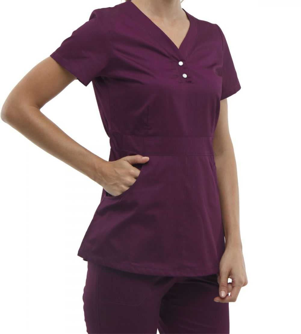 Stylish Medical Suit Uniform Set - Violet, Raspberry, and Electro Blue - Size L
