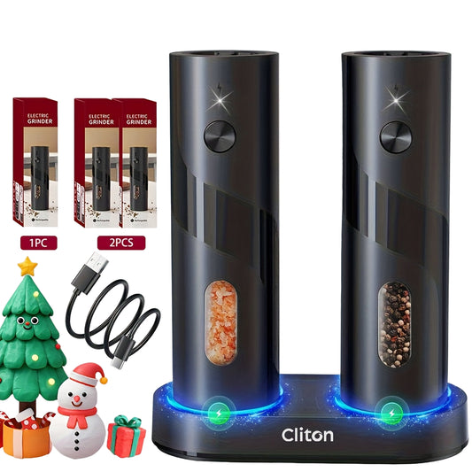 Cliton electric pepper grinder set with accessories on a white background