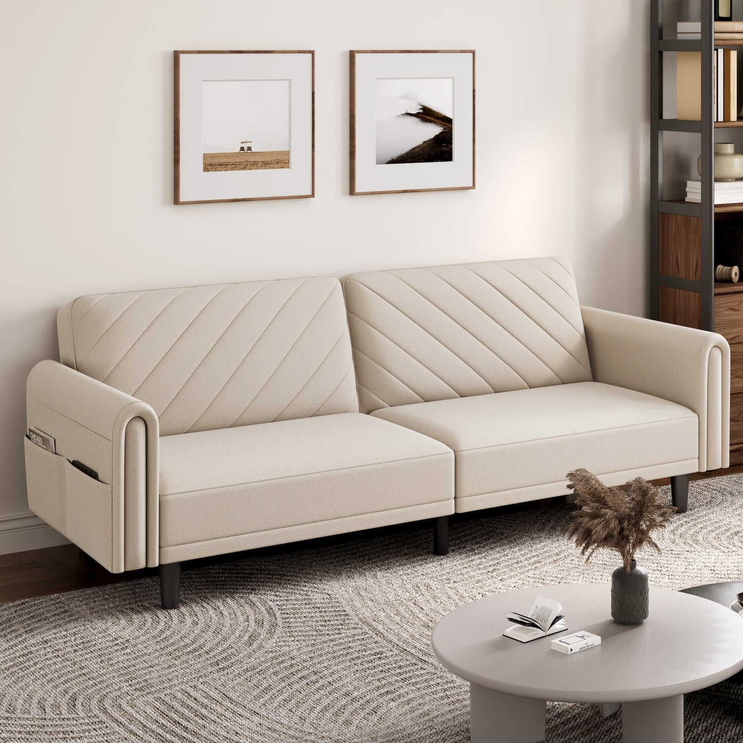 Contemporary Convertible Sofa Bed – 3 Seater Futon for Small Spaces