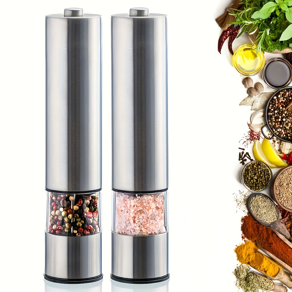 Electric Salt & Pepper Grinder Set - One-Handed Operation | Automatic Grinder for Kitchen