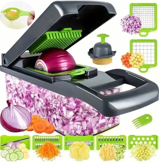 14/16-in-1 Multifunctional Vegetable Chopper | Handle Food Grate, Slicer, Dicer & Cutter