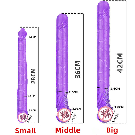 Double-Ended Realistic Jelly Dildo - 46cm Long for Lesbian and Solo Play - Flexible, Soft and Perfectly Sized for Vaginal and Anal Pleasure