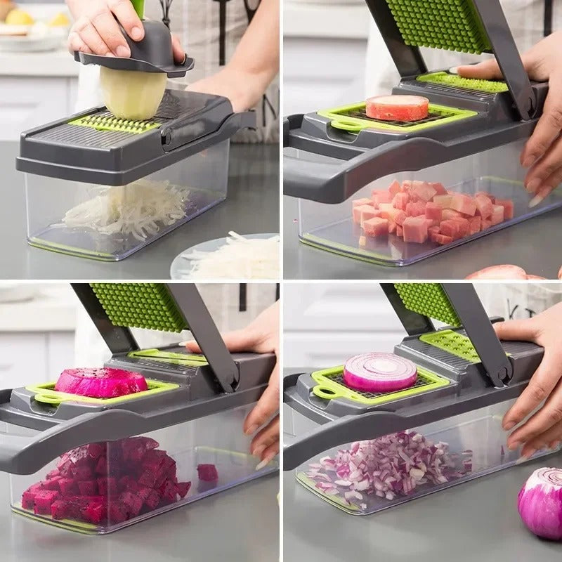 14/16-in-1 Multifunctional Vegetable Chopper | Handle Food Grate, Slicer, Dicer & Cutter