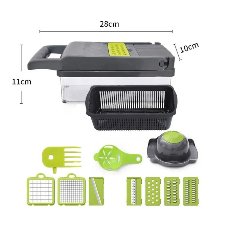 14/16-in-1 Multifunctional Vegetable Chopper | Handle Food Grate, Slicer, Dicer & Cutter