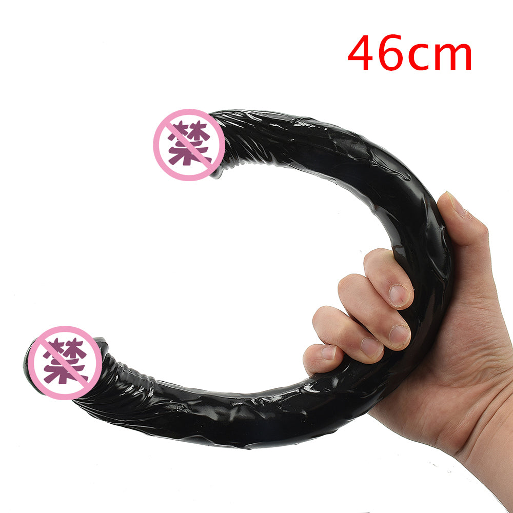 Double-Ended Realistic Jelly Dildo - 46cm Long for Lesbian and Solo Play - Flexible, Soft and Perfectly Sized for Vaginal and Anal Pleasure