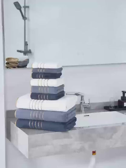 8pcs Coral Microfiber Towel Set – Bath, Hand & Face Towels, Quick-Dry & Absorbent