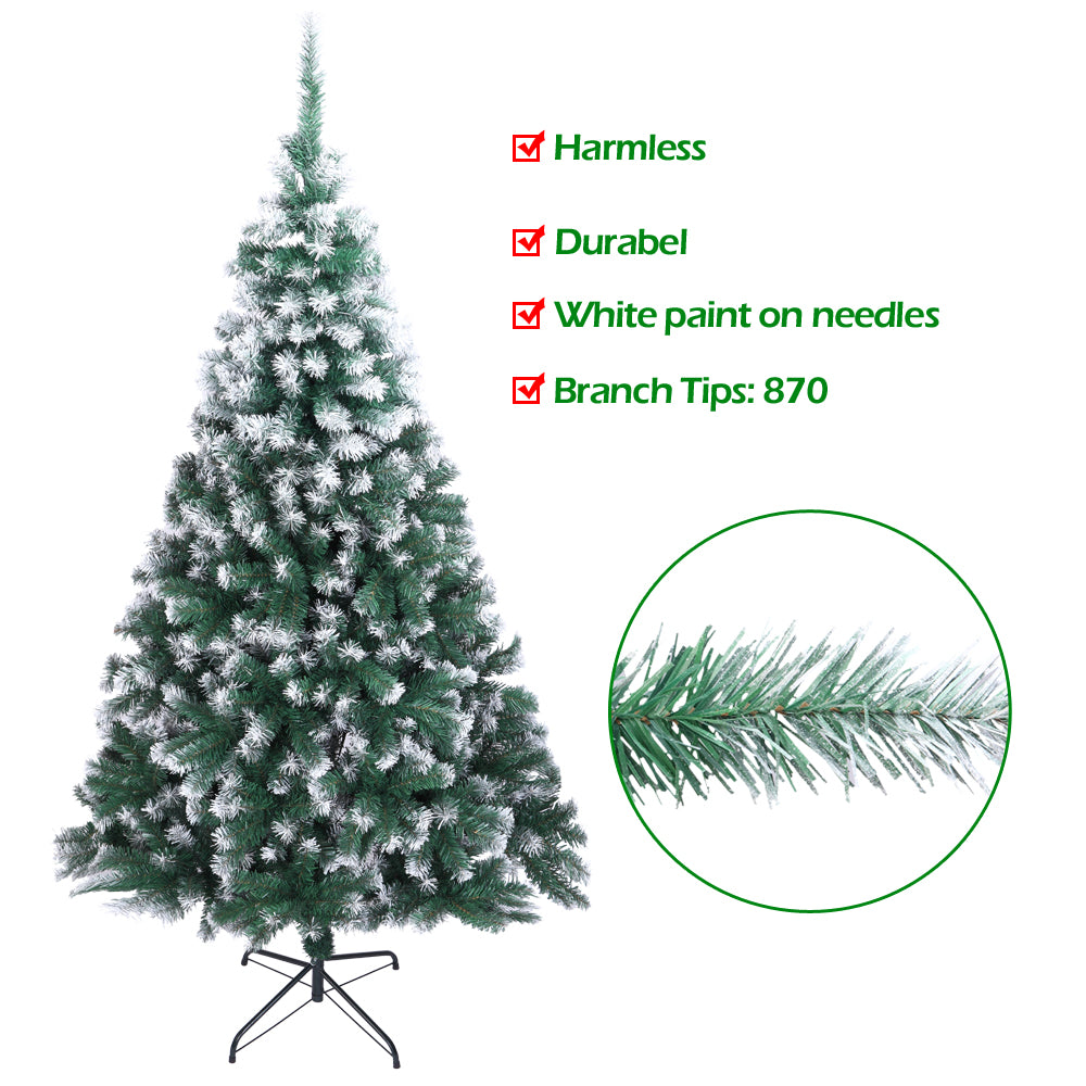 7FT Spray White PVC Christmas Tree with 870 Branches - Festive Holiday Decor